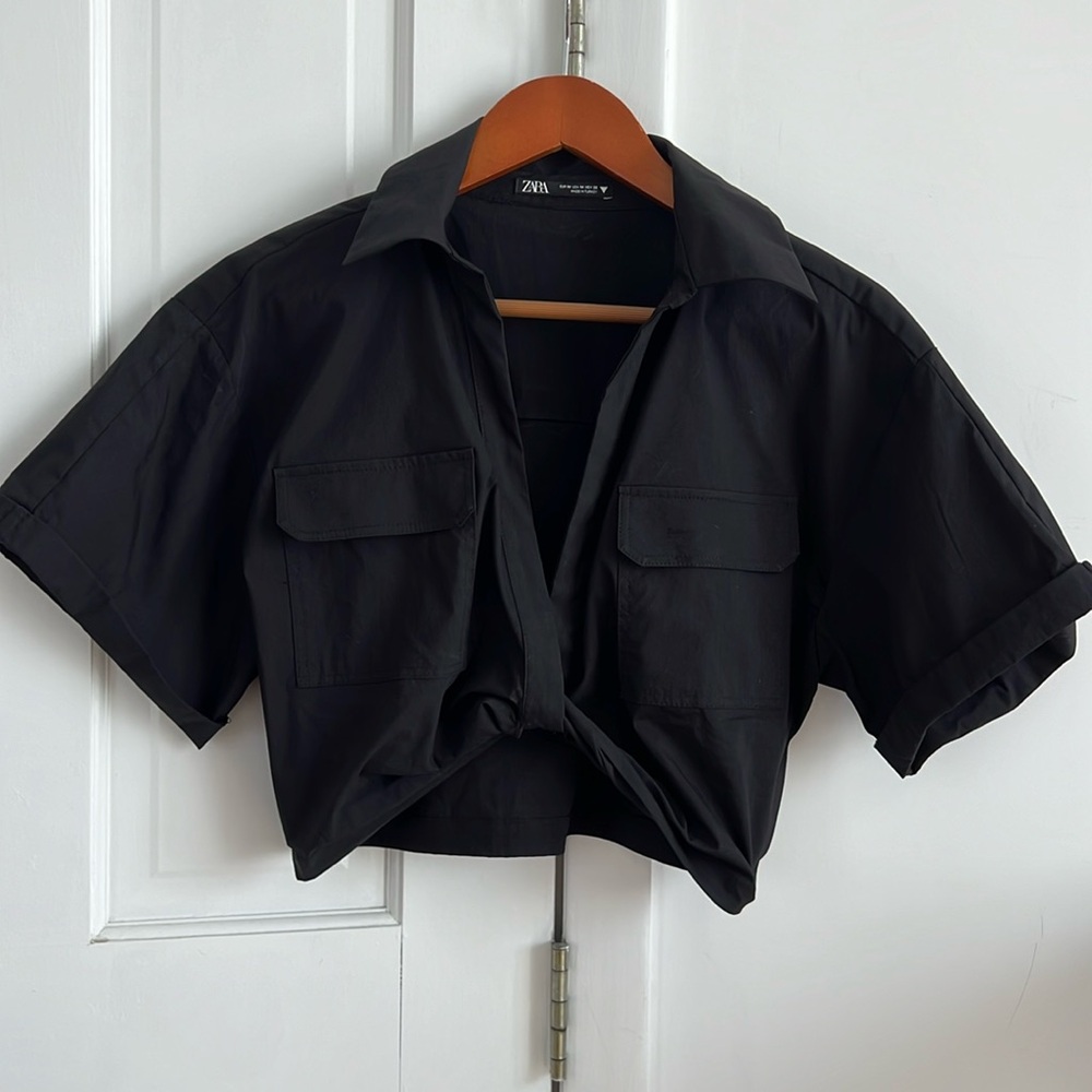 ZARA SHORT SLEEVE BLOUSE TOP M NEW, no tag